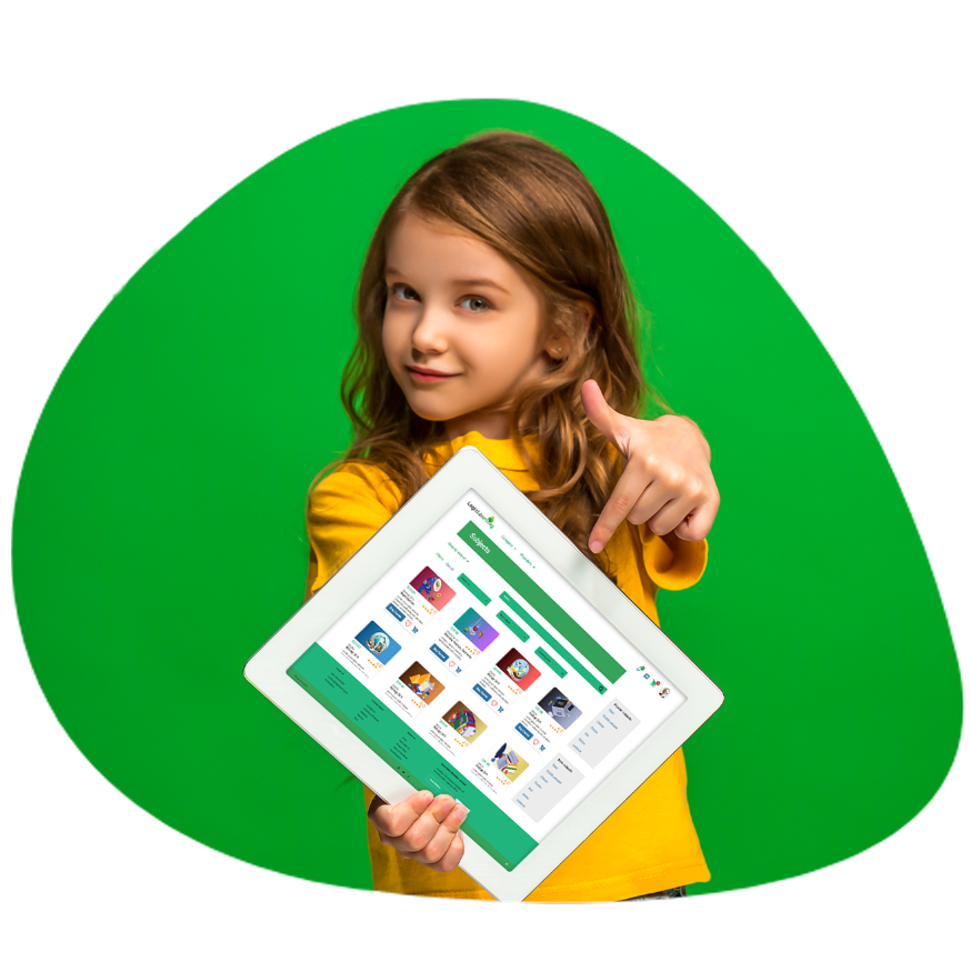 little kid learning online through tab